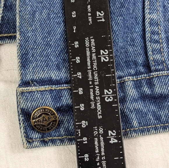 Bohemian Custom Made Jean Jacket Featuring Girl with Beaded Sunglasses Medium - Picture 8 of 10